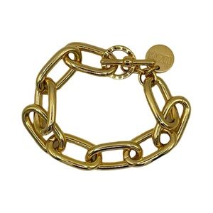 1AR by UnoAerre Rectangle Link Chain Bracelet Gold Plated Brass